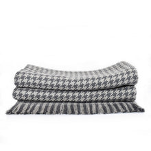 Load image into Gallery viewer, Charcoal Hardy Houndstooth Cotton Throw Blanket
