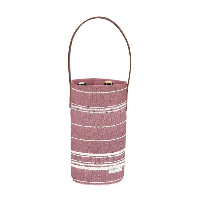 Two Bottle Amana Weave Wine Tote in Burgundy