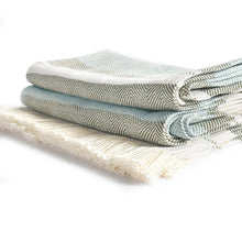 Load image into Gallery viewer, Folded blue and black throw banket
