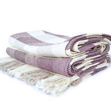 Load image into Gallery viewer, Plum Rob Roy Check Cotton Throw Blanket
