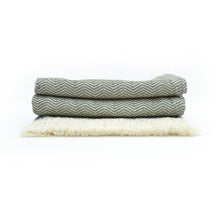 Load image into Gallery viewer, Olive Herringbone Cotton Throw Blanket
