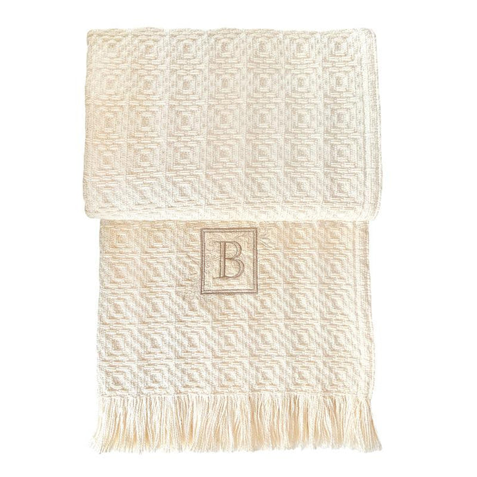 Embroidered Initial Cotton Throw Blanket - Amana Woolen Mill