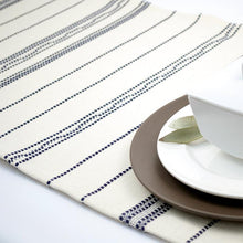 Load image into Gallery viewer, Natural/Navy Amana Weave Cotton Table Runner
