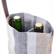 Load image into Gallery viewer, Two Bottle Colony Stripe Wine Tote in Navy
