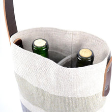 Load image into Gallery viewer, Two Bottle South Stripe Wine Tote in Navy Marl
