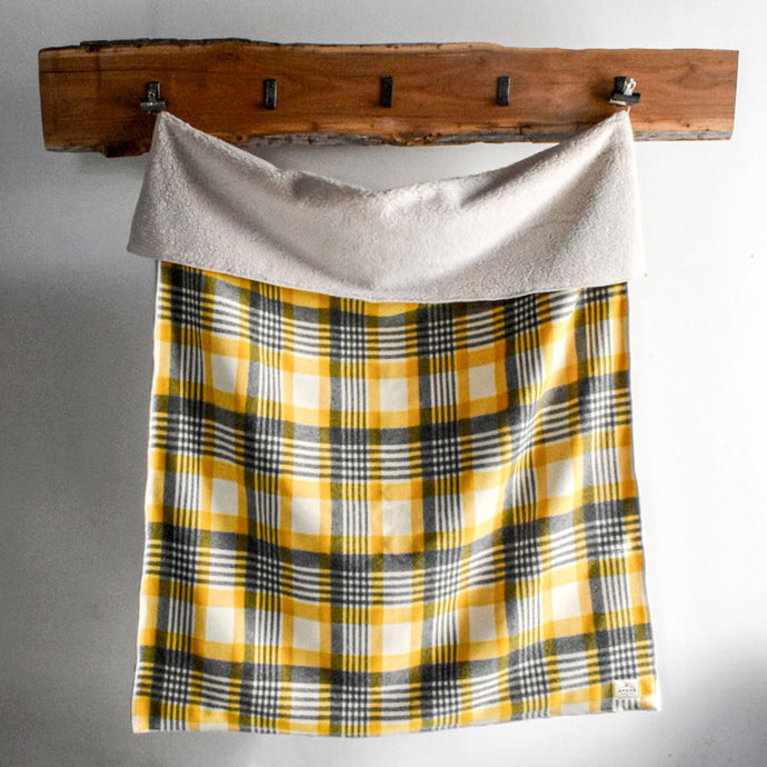 Yellow Price Creek Wool Throw with Sherpa Backing - Amana Woolen Mill