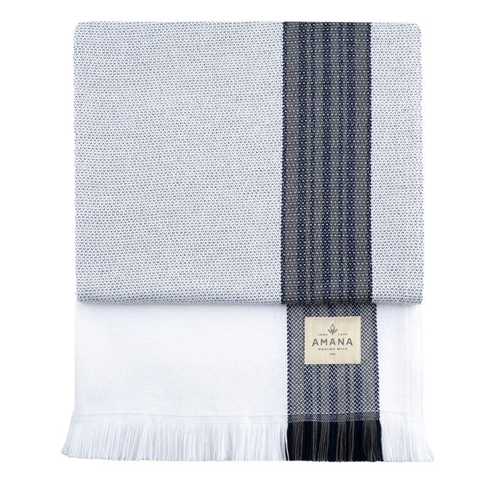 Navy Shadow Cotton Throw Blanket - Amana Woolen Mill