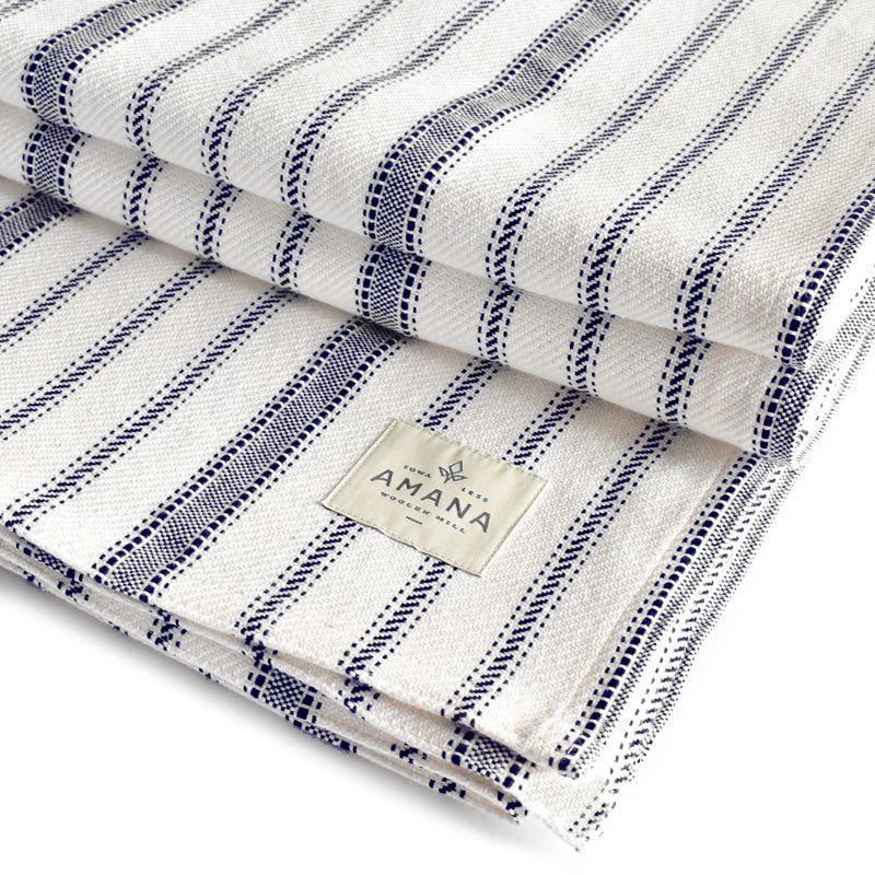 Navy Amana Vintage Cotton Bed Blanket - Amana Woolen Mill