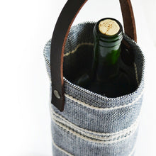 Load image into Gallery viewer, One Bottle Amana Weave Wine Tote in Navy - Amana Woolen Mill

