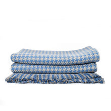 Load image into Gallery viewer, Cornflower Hardy Houndstooth Cotton Throw Blanket
