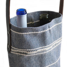 Load image into Gallery viewer, Two Bottle Amana Weave Wine Tote in Navy - Amana Woolen Mill
