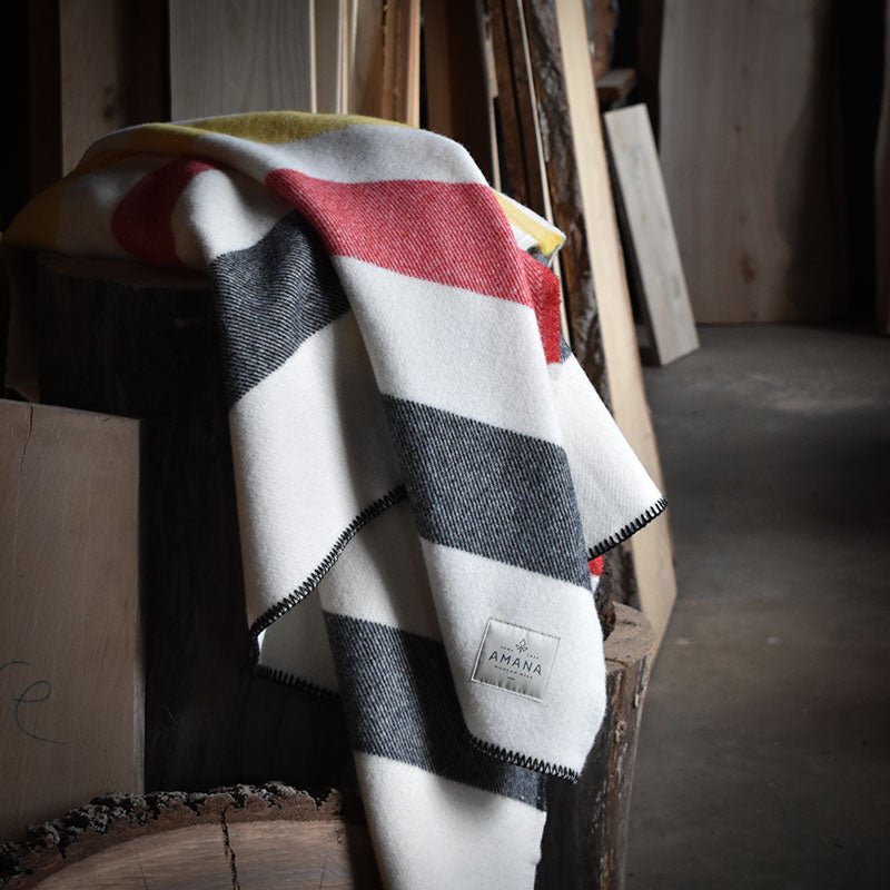 新品 正規品 AMANA WOOLEN MILL アマナウーレンミル BLANKET ブランケット ネイビー ×グレー メイドイン U.S.A 大判 All Wool \u2013 Amana Woolen Mill