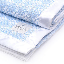 Load image into Gallery viewer, White/Blue Diamond Weave Cotton Baby Blanket
