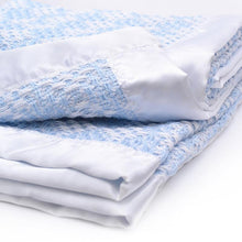 Load image into Gallery viewer, White/Blue Diamond Weave Cotton Baby Blanket
