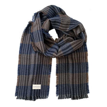 Load image into Gallery viewer, blue/brown Roth Merino Wool Scarf
