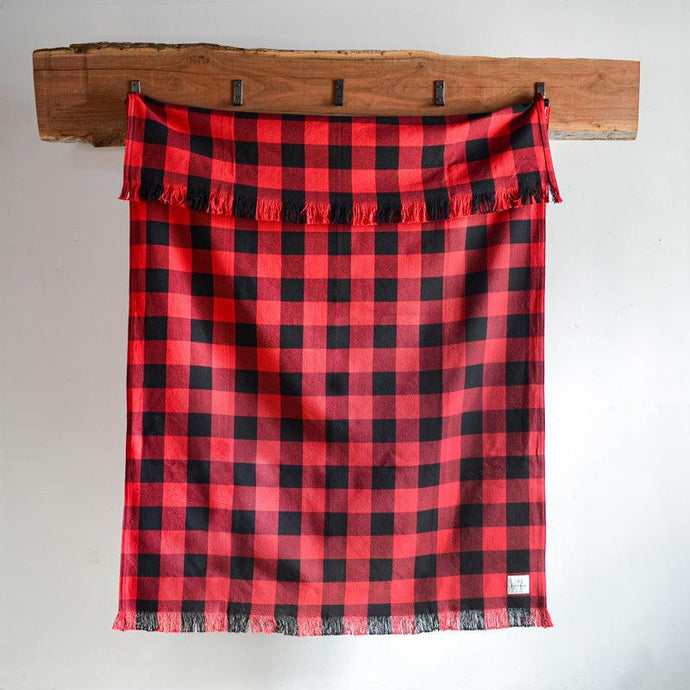 Red Rob Roy Check Cotton Throw Blanket