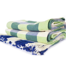 Load image into Gallery viewer, Blue/Green Rob Roy Check Cotton Throw Blanket
