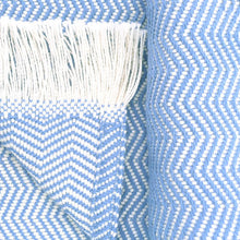 Load image into Gallery viewer, Light Blue Herringbone Cotton Throw Blanket
