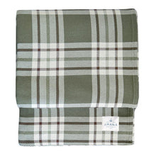 Load image into Gallery viewer, Olive Off the Grid Plaid Cotton Bed Blanket
