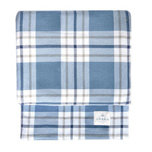 Load image into Gallery viewer, Light Blue Off the Grid Plaid Cotton Bed Blanket

