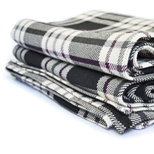 Load image into Gallery viewer, Black/Plum Off the Grid Plaid Cotton Bed Blanket
