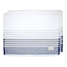 Load image into Gallery viewer, two stacked amana navy/dark linen contempo placemats

