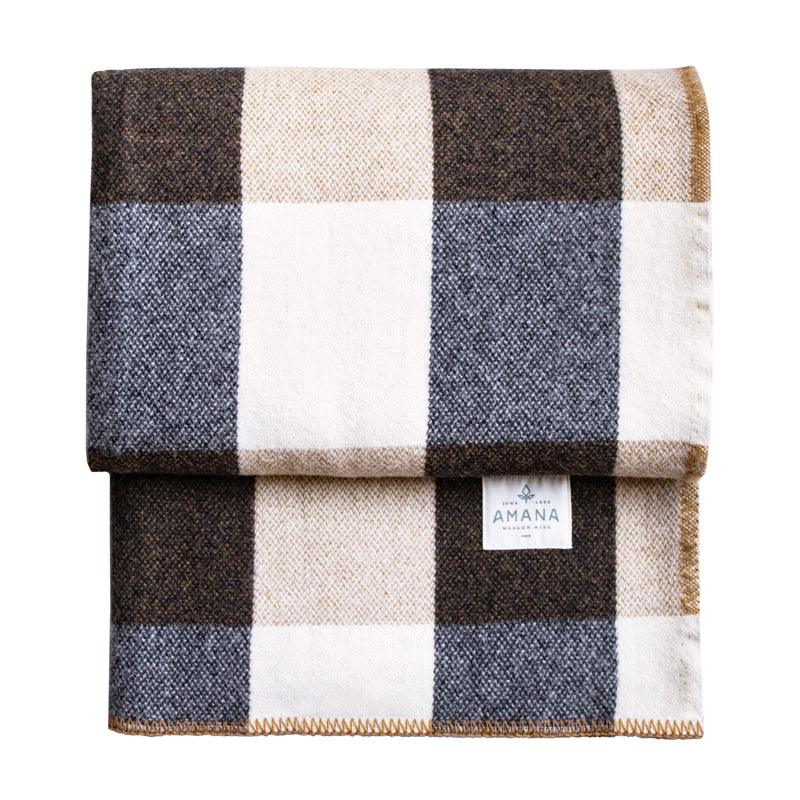 Tan/Navy Big Roy Wool Throw Blanket