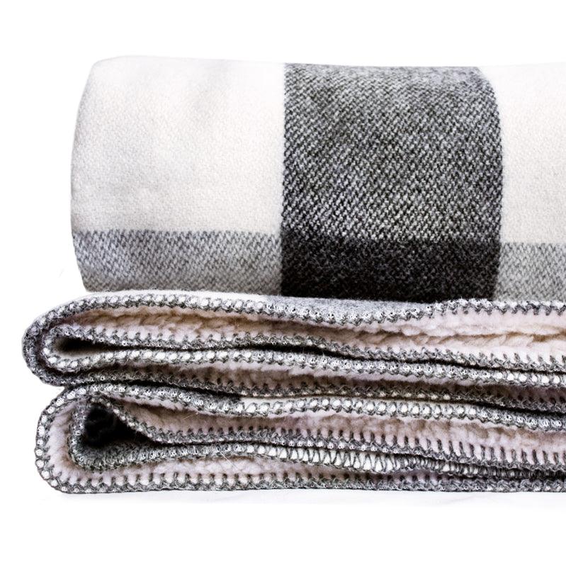 Big Roy Wool Throw with Sherpa Backing - Amana Woolen Mill