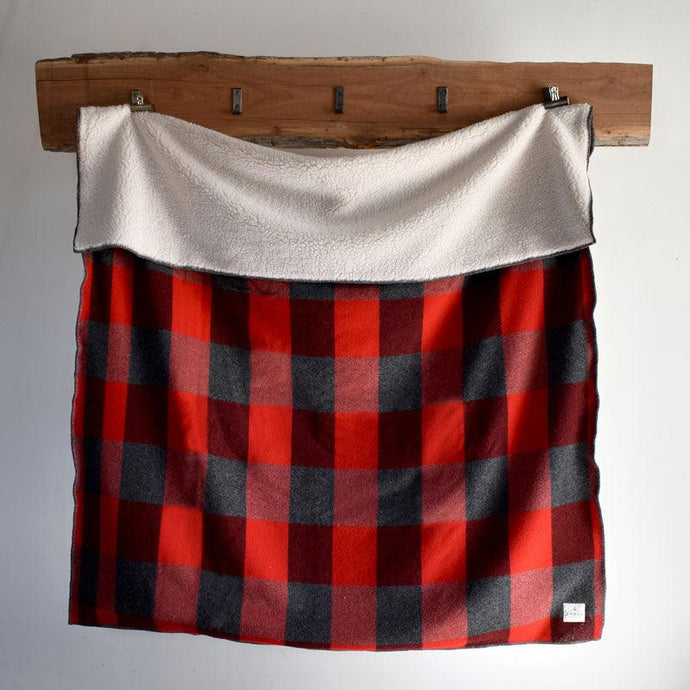 Red Big Roy Wool Throw with Sherpa Backing