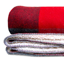 Load image into Gallery viewer, Red Big Roy Wool Throw with Sherpa Backing
