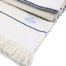 Load image into Gallery viewer, Natural/Navy Amana Weave Cotton Throw
