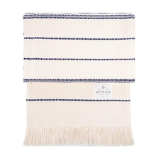 Load image into Gallery viewer, Natural/Navy Amana Weave Cotton Throw
