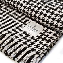 Load image into Gallery viewer, Black Hardy Houndstooth Cotton Throw Blanket
