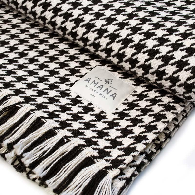 Black Hardy Houndstooth Cotton Throw Blanket