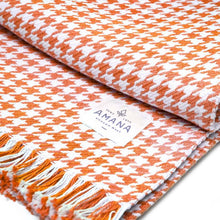 Load image into Gallery viewer, Orange Hardy Houndstooth Cotton Throw Blanket
