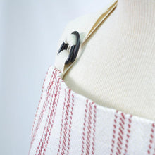 Load image into Gallery viewer, burgundy Vintage Ticking Chef Apron adjustment ring
