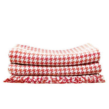 Load image into Gallery viewer, Red Hardy Houndstooth Cotton Throw Blanket
